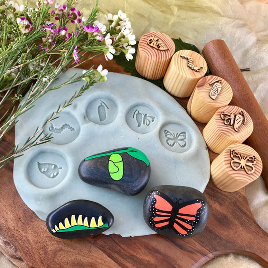 Wooden Butterfly Life Cycle Stamps