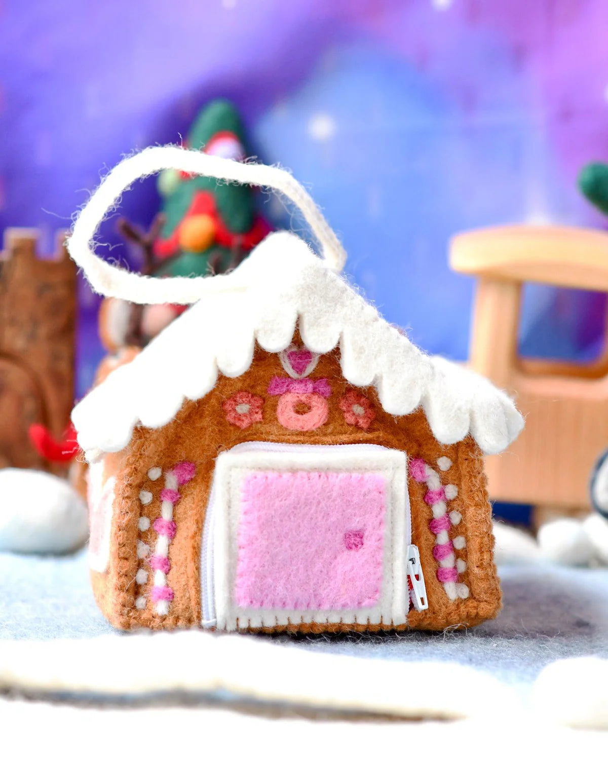 Felt Pink Gingerbread House Bag