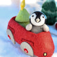 Felt Penguin in Car