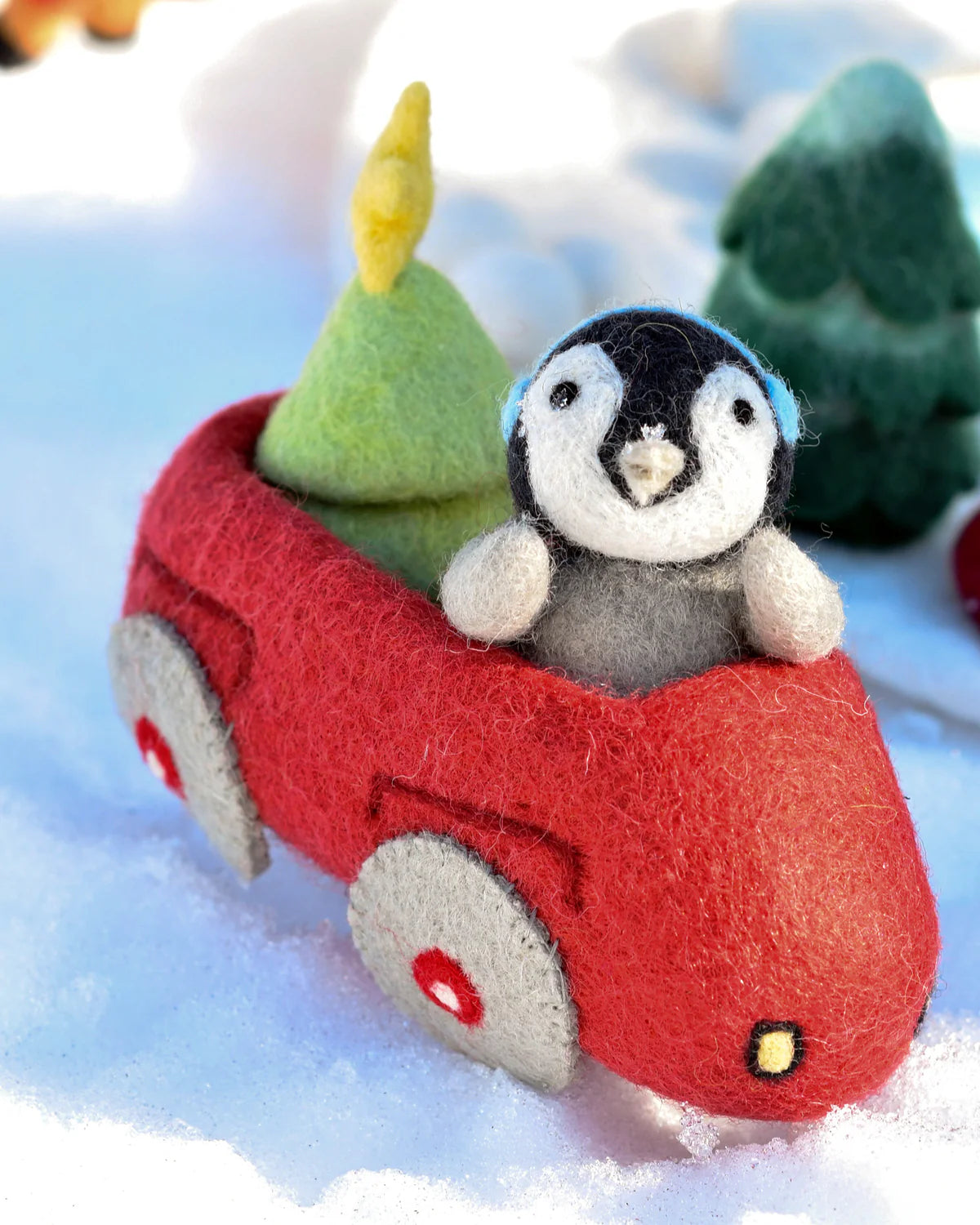 Felt Penguin in Car