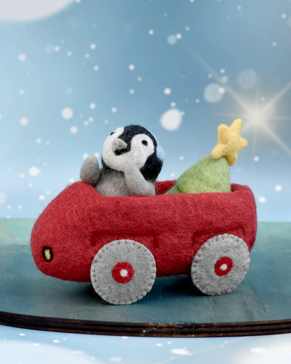 Felt Penguin in Car