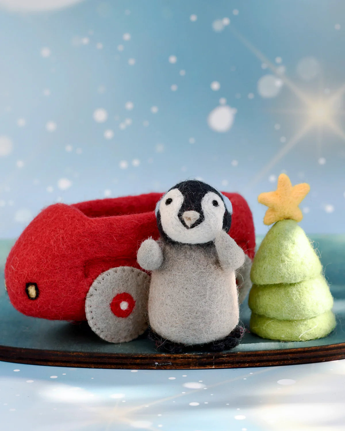 Felt Penguin in Car