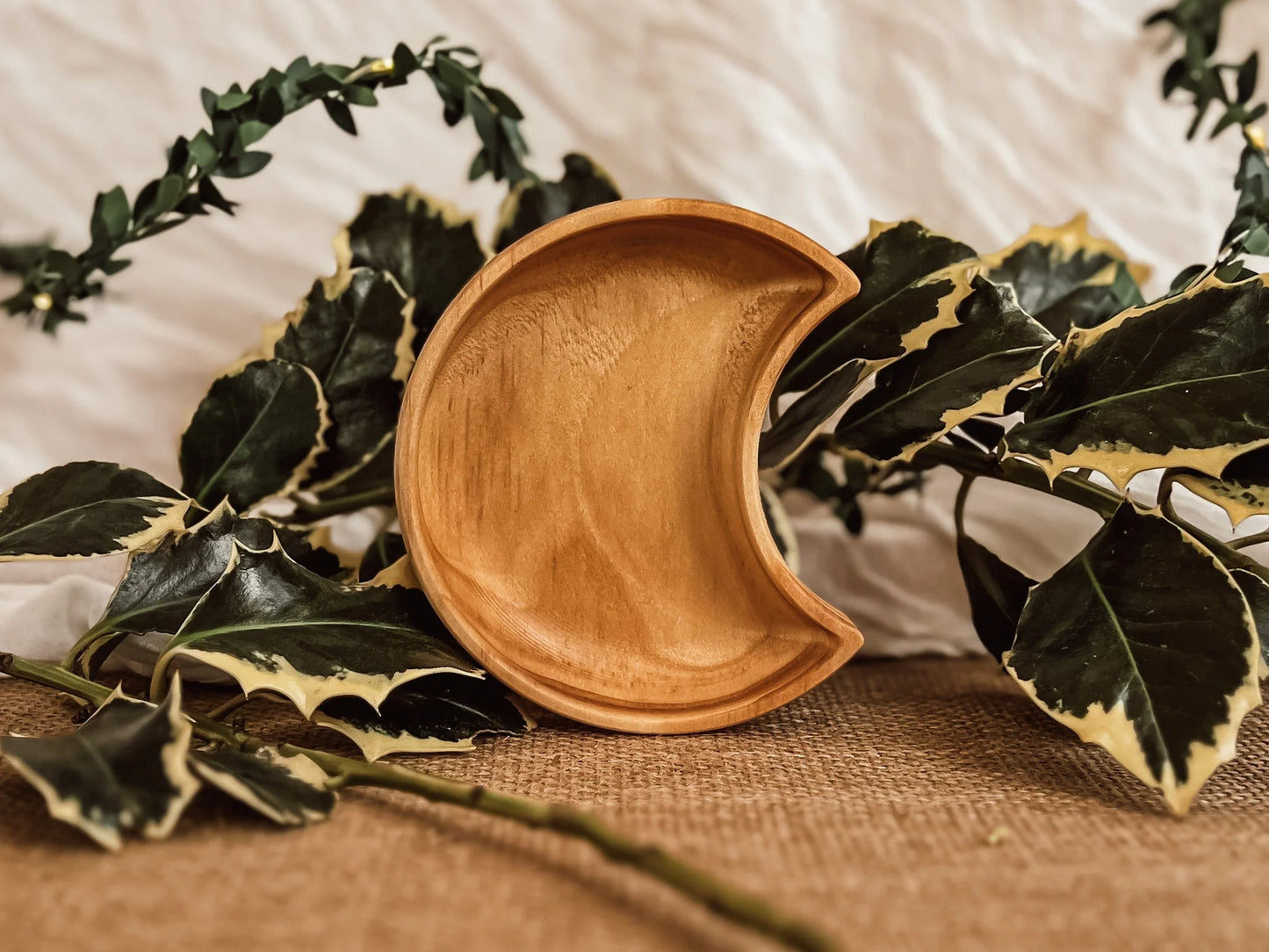 Wooden Crescent Moon Mini Tray