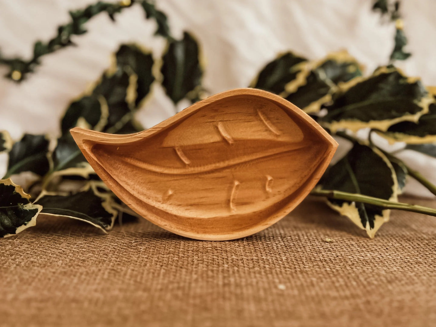 Wooden Leaf Mini Tray